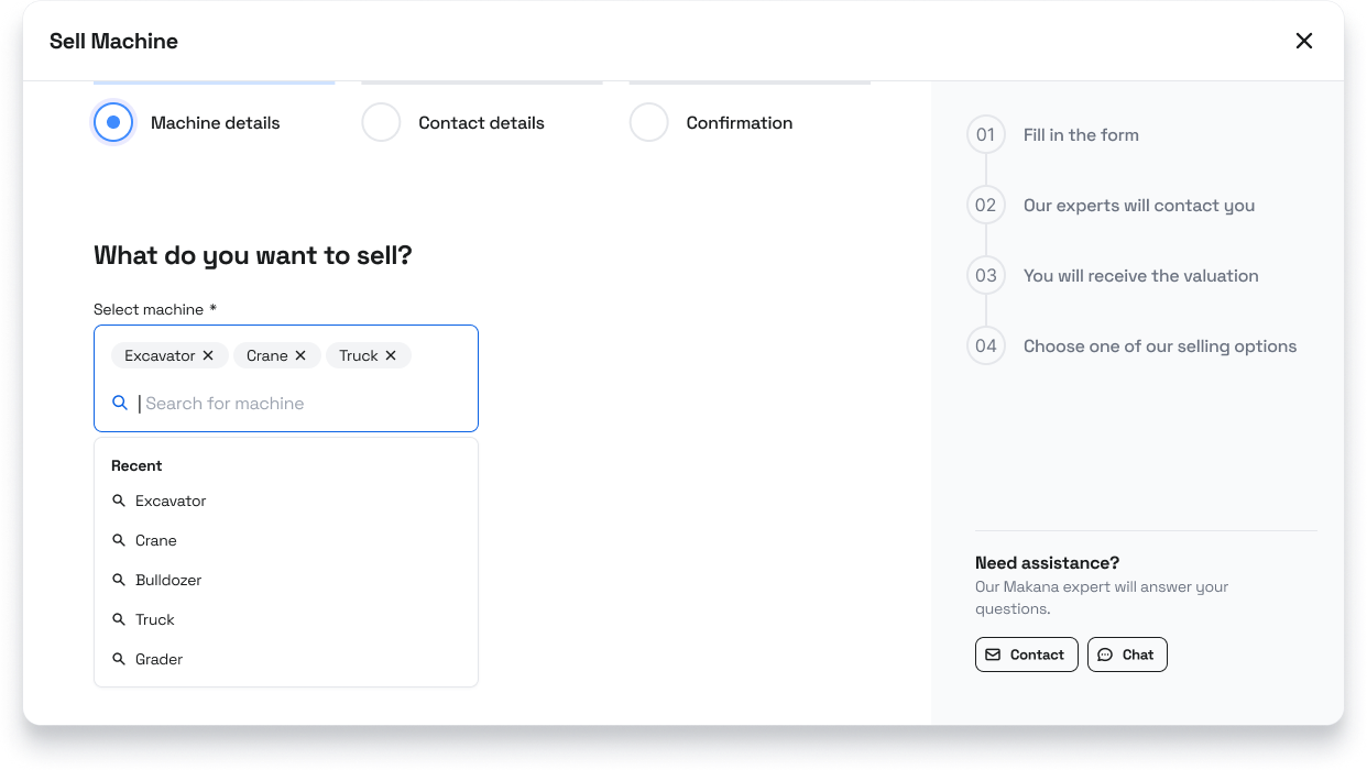 Sell your machine on makana