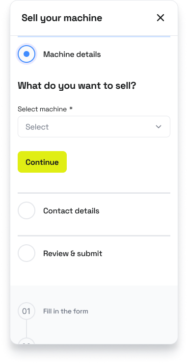 Machinery evaluation for seller